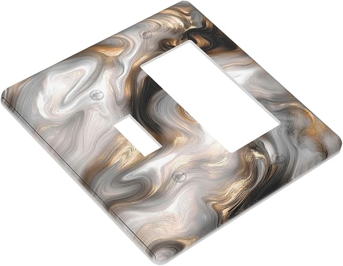 Outlet Covers Grey Brown Swirl Marble Texture 1 Toggle 1 Rocker Combination Decorative Wall Plate Electrical Switch Plates Light Switch Cover Plate For Bathroom Kitchen Decor