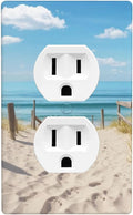 Summer Beach Coastal 1-Gang Duplex Wall Plate, Ocean Clouds Sand Outlet Cover for Beach House, Bathroom, Sunroom & Coastal Home
