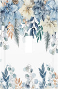 Blue Vine Snowflake Plants Leaves Floral Flowers Decorative Light Switch Cover 1 Gang Single Toggle Device Electrical Faceplate Switchplates Decorator Outlet Wall Plate for Bedroom Living Room Decor