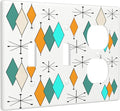 70s Abstract Boho Geometric Mid Century Atomic 3 Gang 2-Toggle 1-Duplex Combo Wall Plate Decorative Light Switch Outlet Wallplate Faceplate Cover