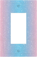 Pastel Galaxy Single Rocker Switch Cover - 1-Gang Standard US Size Pink & Blue Sparkle Light Switch Covers, Dreamy Pastel Stars for Girls Room Decor