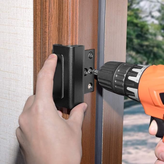 Home Security Door Reinforcement Lock for Kids Safety Upgraded Front Door Locks Withstand 800 lbs Metal Child Proof Door Latch Lock for Inside Door Top Extra Flip Lock High Deadbolt Lock Home Defender