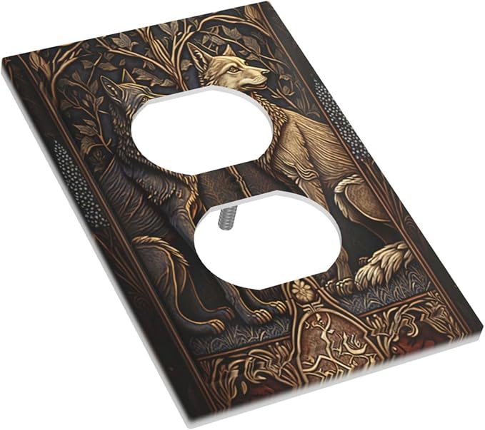Medieval Wolves Animal Vintage Print Outlet Covers 1 Gang Duplex Light Switch Cover Decorative Switch Plates Electrical Receptacle Faceplate Wall Plate for Farmhouse Home Decor
