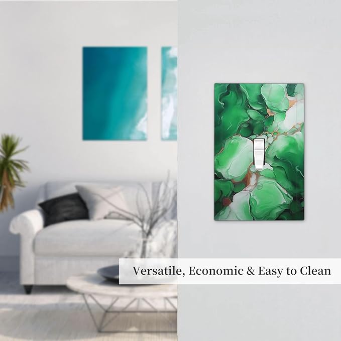 Decorative Light Switch Cover Plate Abstract Luxury Emeralds Green Gold MarbleTextures 1 Gang Wall Plate Oversized Single Toggle Wall Cover Plate Jumbo Electrical Switchplate Face Plate