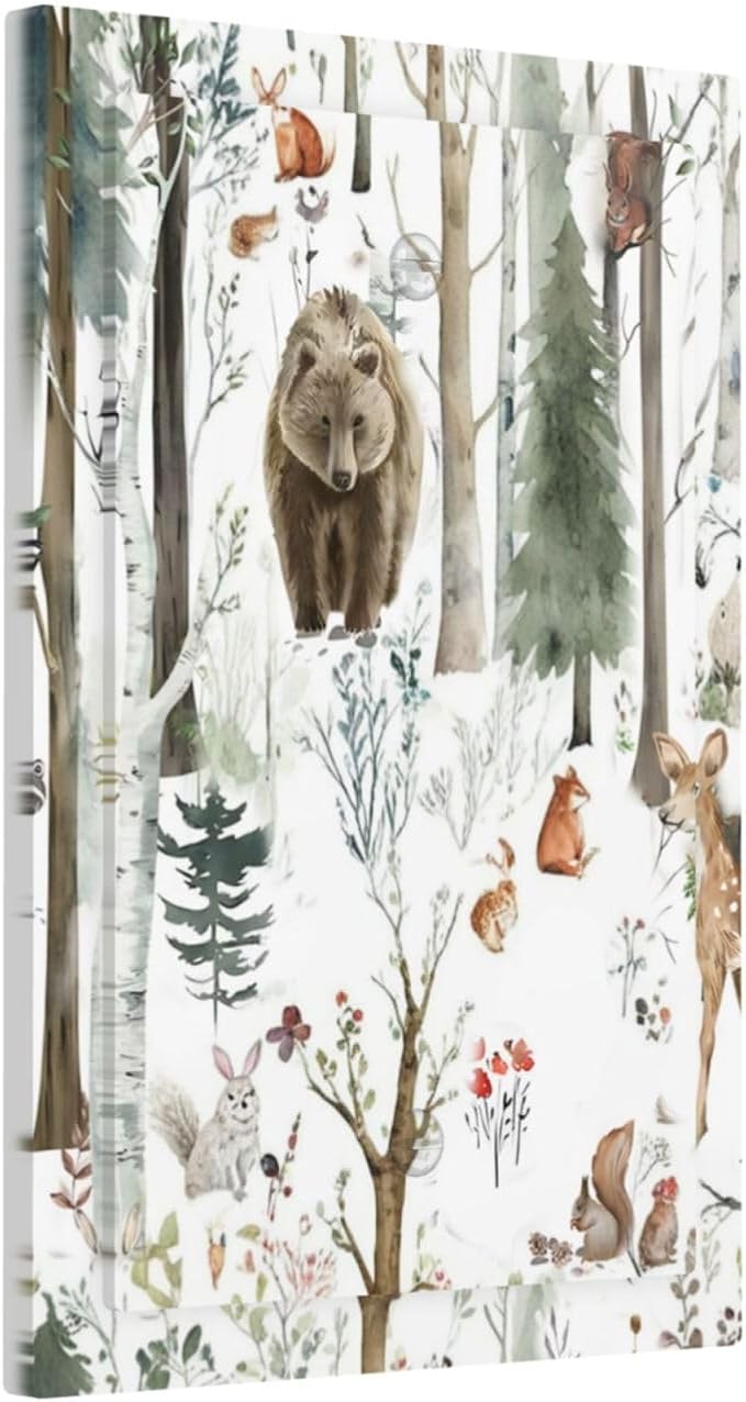 Snow Bear Fox Deer Forest Squirrel Wild Life Animal Light Switch Cover Plate 1 Gang No Device Blank Electrical Wall Plates Faceplate Decorative Switch Plate for Farmhouse Kids Room Decor