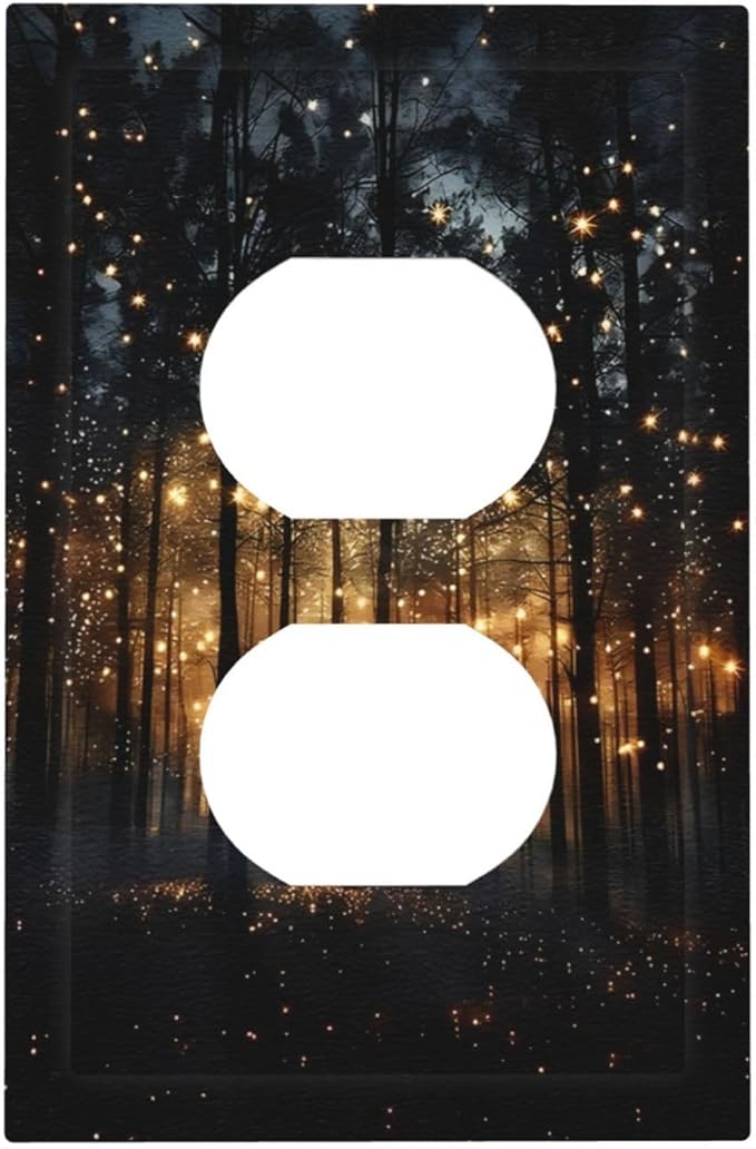 Whimsical Nature Enchanted Forest Landscape Outlet Covers 1 Gang Duplex Light Switch Cover Decorative Switch Plates Electrical Receptacle Faceplate Wall Plate for Bedroom Living Room Decor
