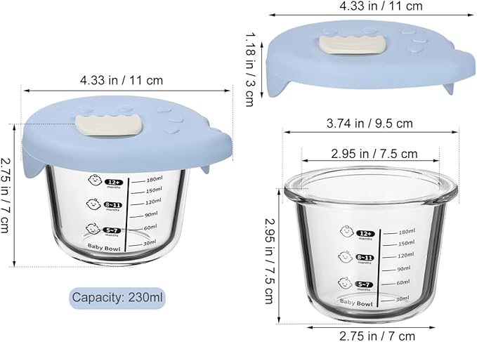 Toyvian Baby Glass Dessert Cups With Lid, Food Storage Bowl Kids Heated Glass Soup Container