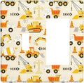 Decorative Outlet Covers Construction Vehicle Yellow Trucks Diggers 2 Gang Light Switch Cover Plate Single Toggle 1 Rocker Wall Plates for Electrical Switch Plate Covers for Home Decor