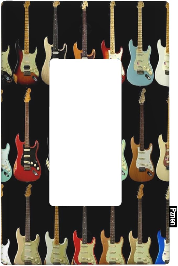 Modern Guitar Single Rocker Wall Plate Music Rock And Roll Guitar Musical Decorator Rocker Switch Plate Decorative 1 Gang Lightswitch Cover Home & Office