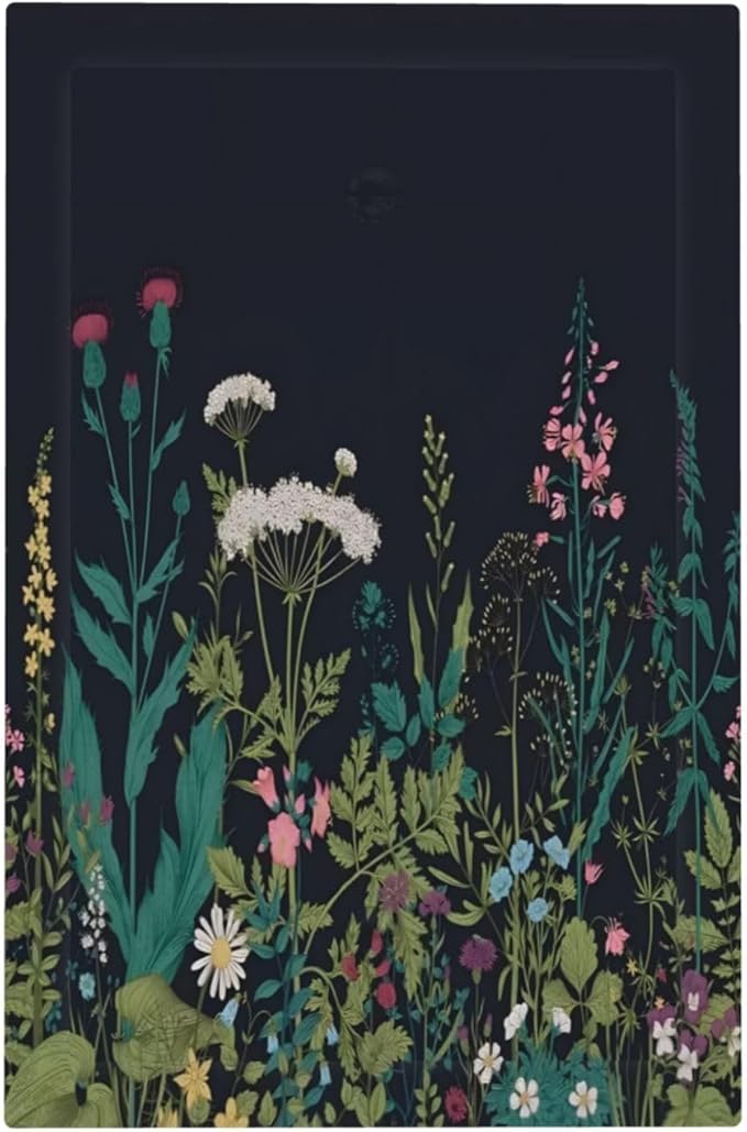 Boho Garden Flowers Weeds Floral Wildflowers Light Switch Cover Plate 1 Gang No Device Blank Electrical Wall Plates Faceplate Decorative Switch Plate Covers for Bedroom Living Room Decor