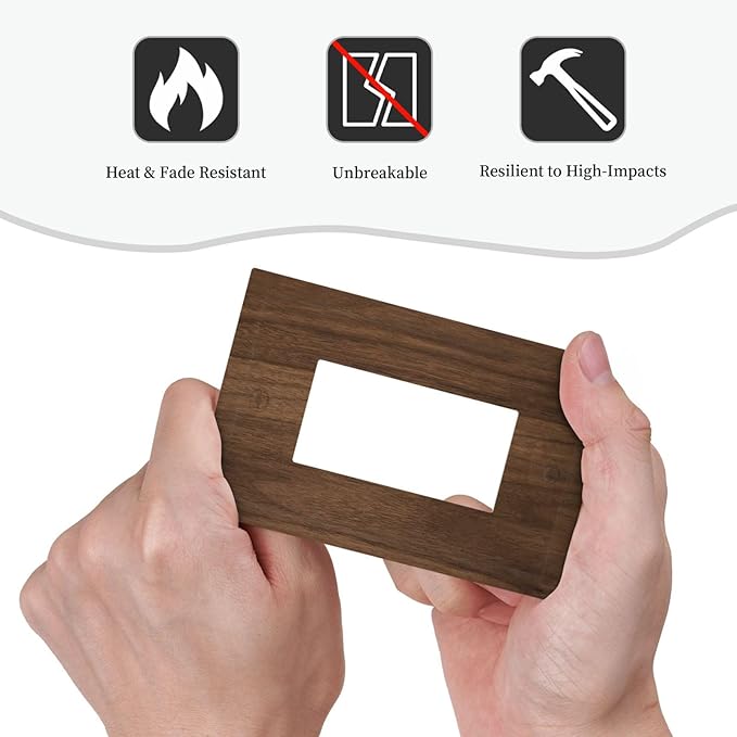 Decorative Outlet Covers Dark Brown Wood Grain 1 Gang Single Rocker Light Switch Cover Plate GFCI Wall Plates Electrical Switch Plate Cover for Farmhouse Cabin Decor