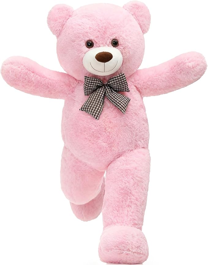 MorisMos Pink Giant Teddy Bear 4 Feet, Lovely 47inch Classic Stuffed Animals Plush, Daughter Girlfriend Birthday Gift for Lover, Party Favor