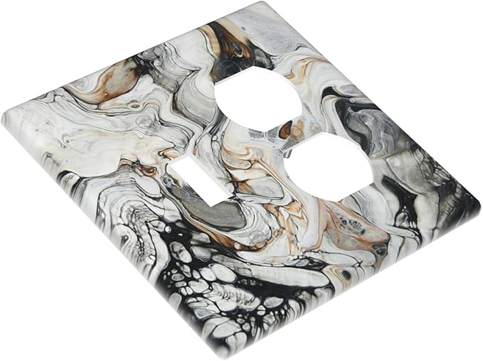Black Gold Marble Texture Modern Abstract Print Wallplates 1 Toggle 1 Duplex Switch Plate Electrical GFCI Faceplate Decorative Light Switch Covers for Bathroom Kitchen Decor
