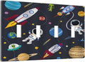Rocket Planets Astronaut Blue Decorative 4 Gang Decorative light switch plate Quad Toggle Wall Plate Covers Switchplate Electrical Faceplate for Nursery Kidsroom Bedroom Decor