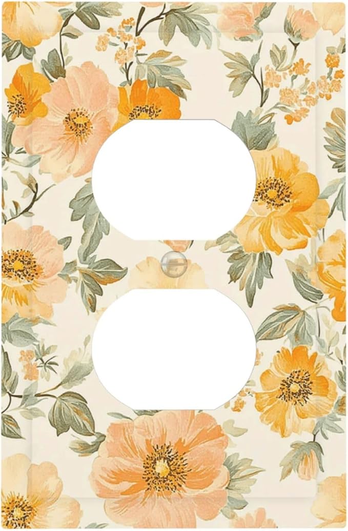 Outlet Covers Vintage Floral Pastel Flower Pattern 1 Gang Duplex Light Switch Cover Plate Decorative Switch Plate Covers Electrical Socket Cover for Bedroom Cabin Decor
