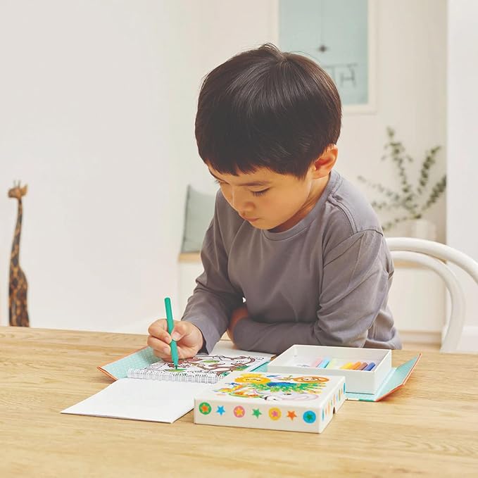 Tiger Tribe Zoo Coloring Set for Kids - Includes Stickers & Markers, Travel-Friendly Storage, Perfect Arts & Crafts Gift