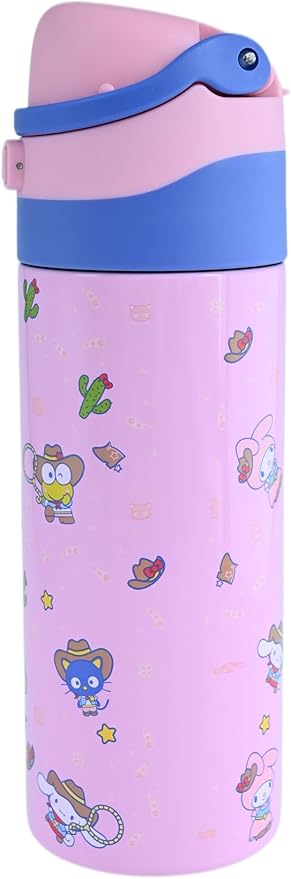 Hello Kitty & Friends All-Over Character Print Pink 24 Oz Stainless Steel Water Bottle