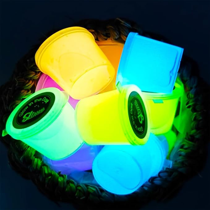 15 Pack Glow in The Dark Slime, Crystal Galaxy Slime, Including Blue, Pink, Yellow, Orange etc, Party Favors, Soft and Non-Sticky, for Educational Stress Relief Toys for Girls Boys