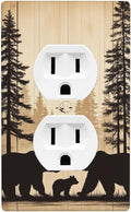 Cabin Bear Woodland 1-Gang Duplex Wall Plate, Rustic Brown Bear Outlet Cover for Cabin, Lodge, Farmhouse & Bedroom
