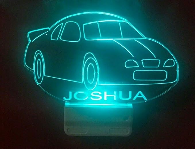 MIRROR MANIA Night Light Multi Color Personalized LED Plug-in, Ultra-Slim Touch Night Light Smart Dusk to Dawn Sensor, Kids Children's Bedroom Kitchen Bathroom Hallway Play Room Variations (Car)