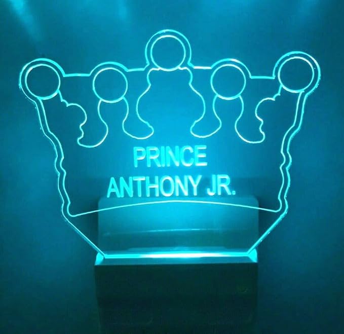 Night Light Multi Color Personalized LED Plug-in, Ultra-Slim Touch Night Light Smart Dusk to Dawn Sensor, Kids Children's Bedroom Kitchen Bathroom Hallway Play Room Variations (Prince Crown)