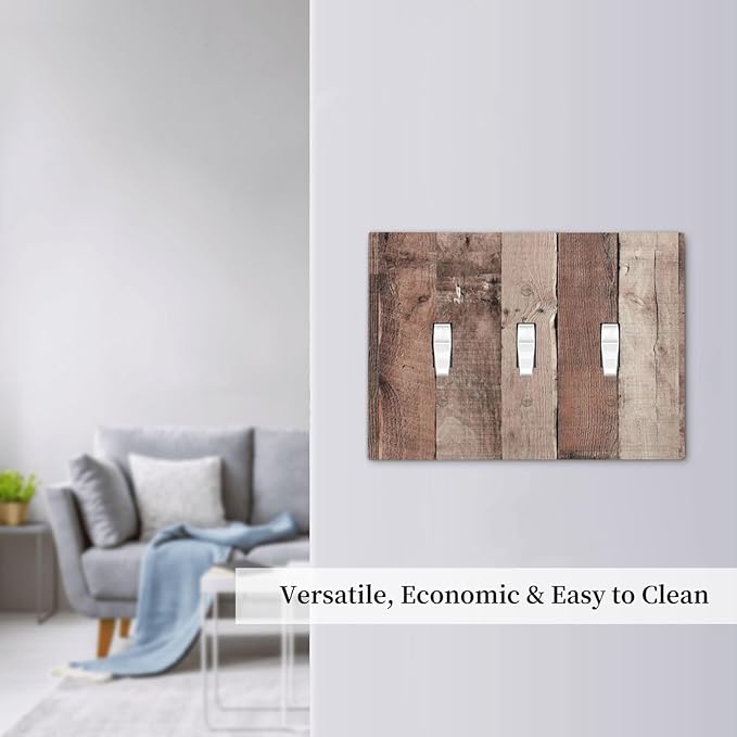 Decorative Switch Plates Retro Wood Brown Farmhouse Barn Wooden 3 Gang Wall Plate Triple Toggle Light Switch Cover Faceplate Electrical Wall Panels for Farmhouse Cabin Decor