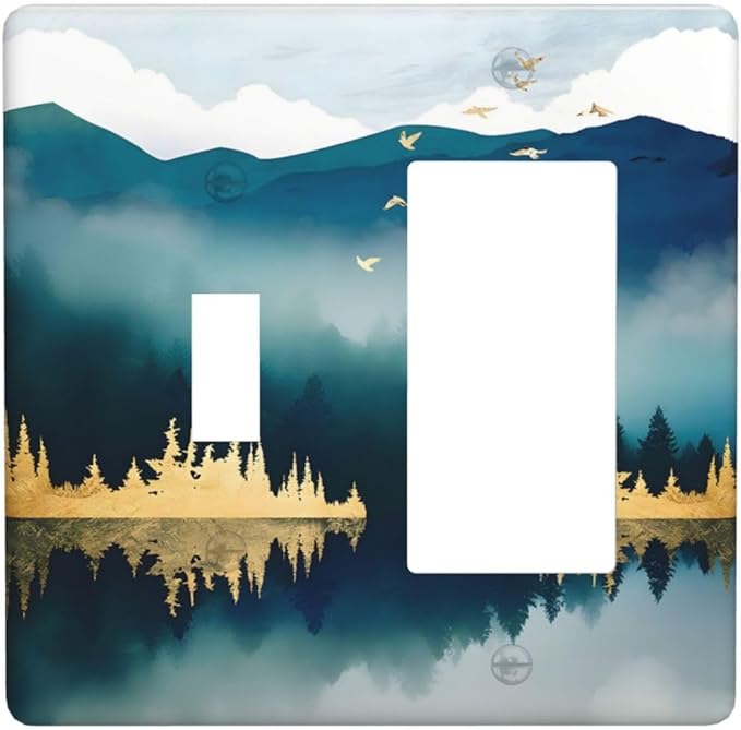 Mountains Landscape Lake Bird Reflection Outlet Covers 1 Toggle 1 Rocker Combination Decorative Wall Plate Electrical Switch Plates Light Switch Cover Plate for Bedroom Living Room Decor