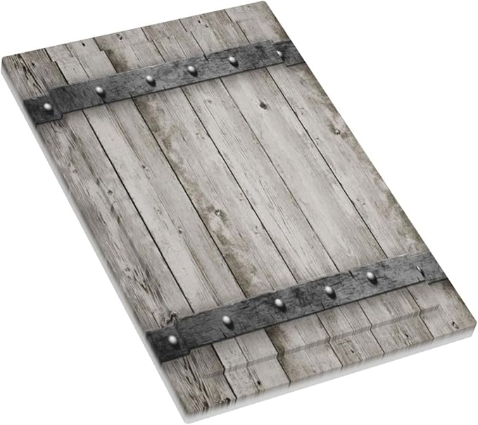 Farmhouse Grey Wood Barn Door Single Blank Wall Plates Decorative Light Switch Cover Barn Door Wood No Device Faceplate for Bathroom Bedroom Home （Plastic）