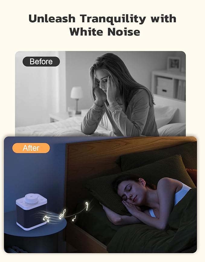 White Noise Sound Machine with 20 Soothing Sounds, 18-48h Powerful Battery, 3 Timers Memory Function and White Noise Machine for Sleeping, Portable Sound Machine for Baby Adult Fathers Day Gift