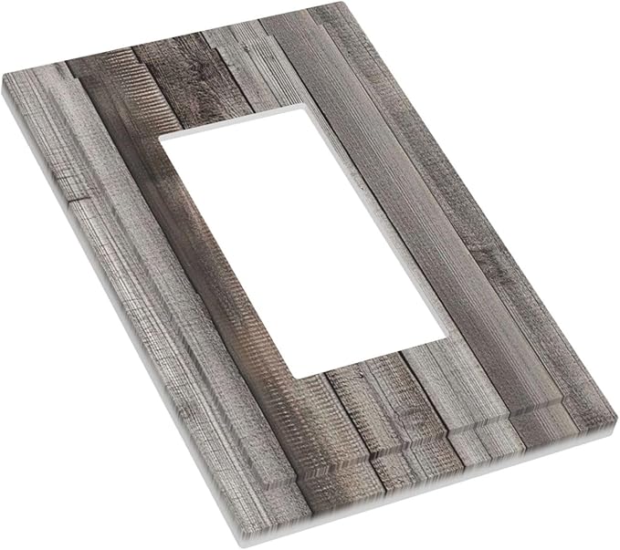 Decorative Outlet Covers Vintage Brown Gray Wood Texture 1 Gang Single Rocker Light Switch Cover Plate Wall Plates Gfci Faceplate For Farmhouse Cabin Decor