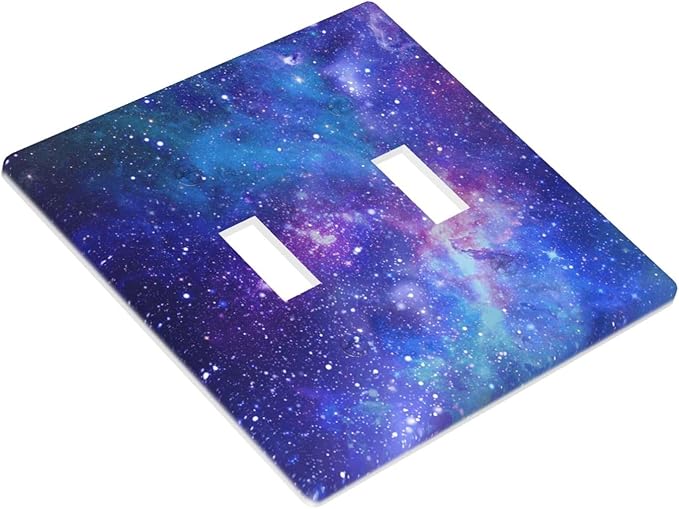 Space Galaxy Double Light Switch Cover Plates Decorative 2 Gang Wall Plate Double Toggle Lightswitch Cover
