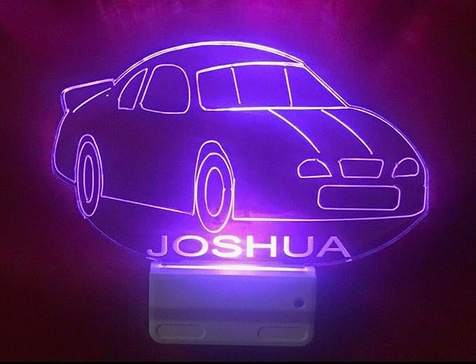 MIRROR MANIA Night Light Multi Color Personalized LED Plug-in, Ultra-Slim Touch Night Light Smart Dusk to Dawn Sensor, Kids Children's Bedroom Kitchen Bathroom Hallway Play Room Variations (Car)