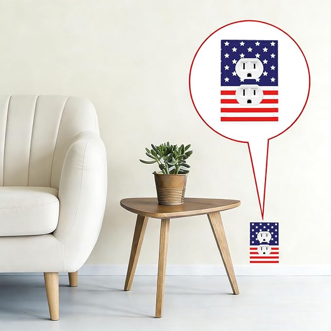 American Flag Duplex Wall Plate - 1-Gang Standard US Size Patriotic Stars & Stripes Outlet Covers, 4th of July USA Pride for Holiday Decor