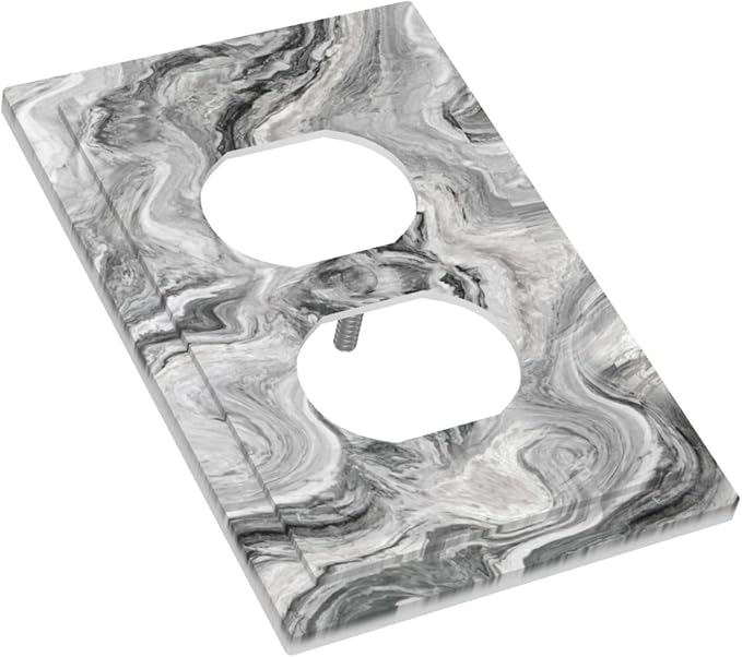 Beautiful Grey Marble Texture Simple Abstract Print Outlet Covers 1 Gang Duplex Light Switch Cover Decorative Switch Plates Electrical Receptacle Faceplate Wall Plate for Bathroom Kitchen Decor
