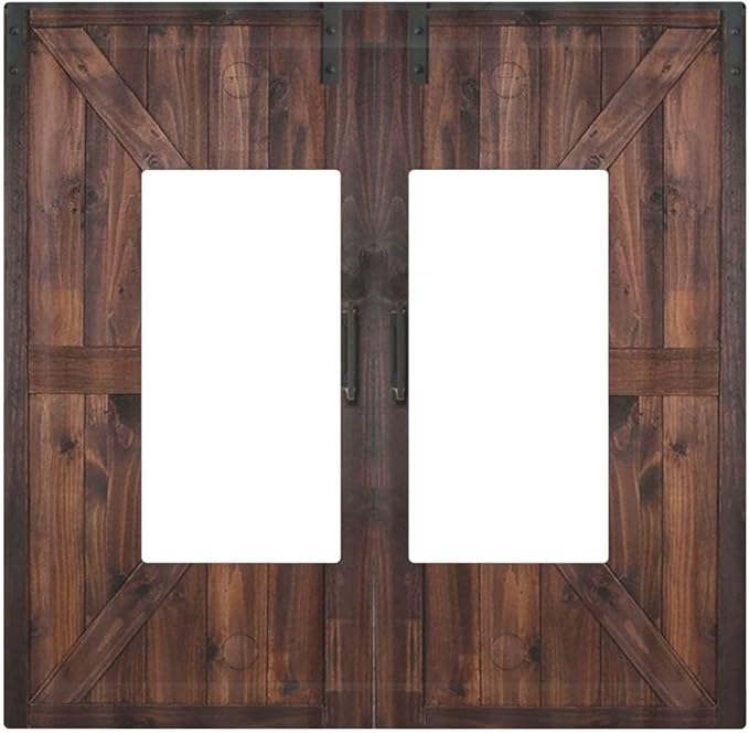 Rustic Barn Doors Vintage Brown Wood Plank Print Decorative Outlet Covers 2 Gang Double GFCI Rocker Electrical Wall Panels Light Switch Cover Plate for Farmhouse Home Decor