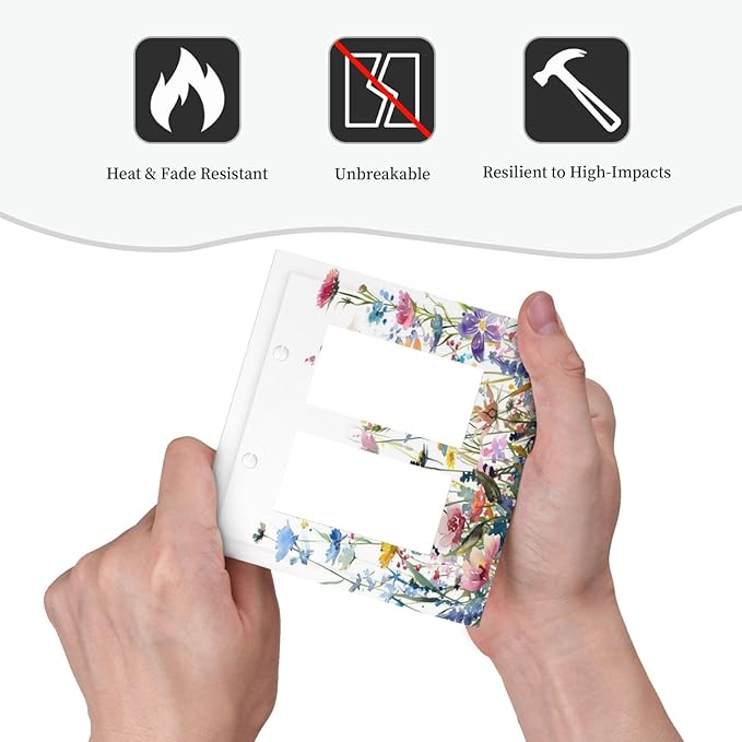 Watercolor Wildflowers Colorful Floral Plant Decorative Outlet Covers 2 Gang Double GFCI Rocker Electrical Wall Panels Light Switch Cover Plate for Bedroom Living Room Decor
