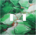 Decorative Light Switch Cover Plate Abstract Luxury Emeralds Green Gold MarbleTextures 2 Gang Wall Plate Oversized Double Toggle Two Switch Wall Cover Plate Dual Device Face Plate