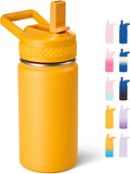 Fijinhom 12 oz Kids Water Bottle, Toddler Water Bottle with Straw, Boys&Girls Bottle for School, 304 Stainless Steel Vacuum Insulated Bottle for Kids, BPA-Free, Leak-Proof, Orange