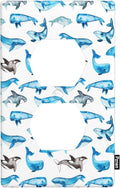 Whale Outlet Covers Sea Ocean Whales Blue Duplex Receptacle Wall Plate Standard 1-Gang Home Decorative Office