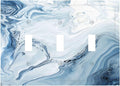 Blue Marble Abstract Ombre Chic Luxury Print Decorative Switch Plates 3 Gang Wall Plate Triple Toggle Light Switch Cover Faceplate Electrical Wall Panels for Bathroom Living Room Decor