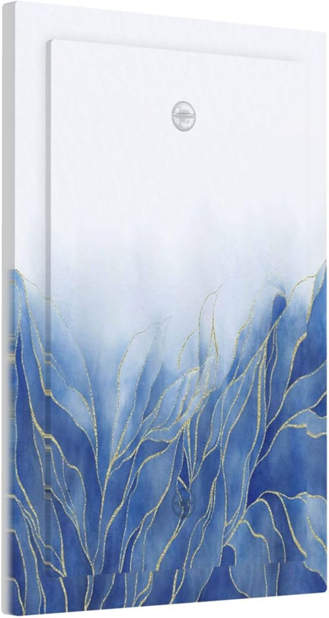 Light Switch Covers Blue Gold Leaf Marble Modern Abstract Decorative Switch Plates 1 Gang Blank No Device Outlet Covers Electrical WallPlates for Kitchen Bathroom Decor
