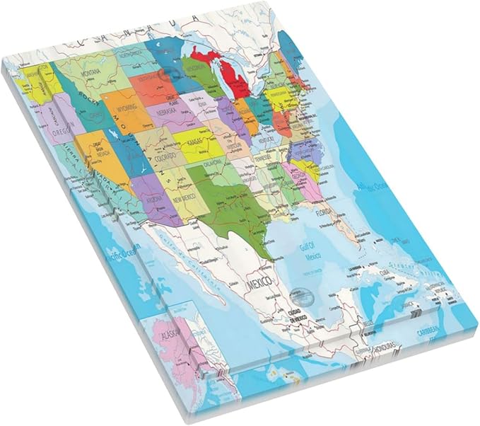 USA Map 1 Gang Light Switch Cover No Decive Blank Wall Plate Decorative for Teen Kids Boys Bathroom Home Bedroom Art Panel Decorate 5" x 3