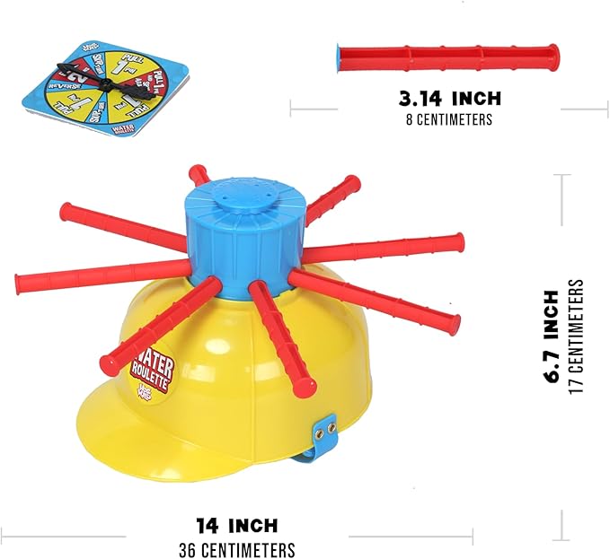 Zing Hog Wild Water Roulette Game: The Ultimate Suspense-Filled Water Challenge – Hilarious Fun Family Party Game with Adjustable Helmet, Rods, and Spinner – Kids and Adults - Ages 8 and Up