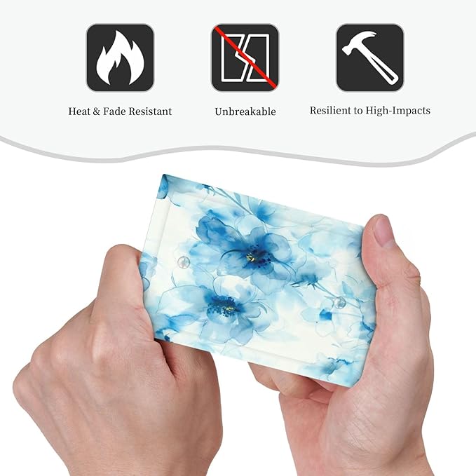 Watercolor Flower Blue White Large Floral Leaf Plants Light Switch Cover Plate 1 Gang No Device Blank Electrical Wall Plates Faceplate Decorative Switch Plate Covers for Bedroom Living Room Decor