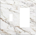 Outlet Covers White Brown Marble Abstract Modern Luxury 2 Gang Combo Light Switch Cover Plate Toggle Rocker Wallplates Decorative Switch Plates and Outlet Covers for Bathroom Kitchen Decor