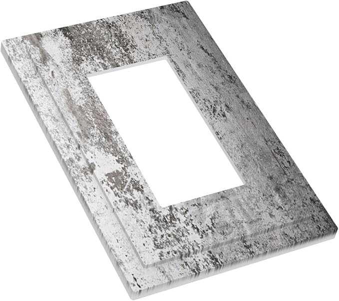 Outlet Covers Gray White Speckled Weathered Concrete Wall 1 Gang Single Rocker Light Switch Cover Plate Decorative GFCI Wallplates Socket Cover Electrical Switch Plate Covers for Bedroom Home
