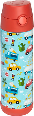 Snug Insulated Kids Water Bottle with Straw & Spout – Double-Wall Stainless Steel, Leakproof, Easy-Flip Lid – For School, Travel, Toddlers & Big Kids - Cars, 17oz