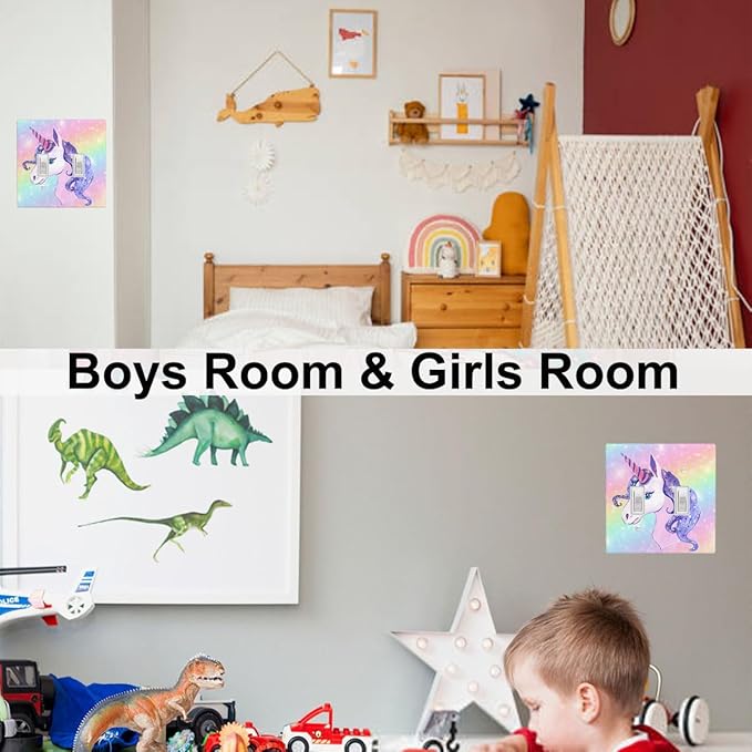 Unicorn Rainbow 2-Gang Double Toggle Switch Plate, Cute Cartoon Wall Plate for Girls Bedroom, Kids Room, Nursery & Playroom