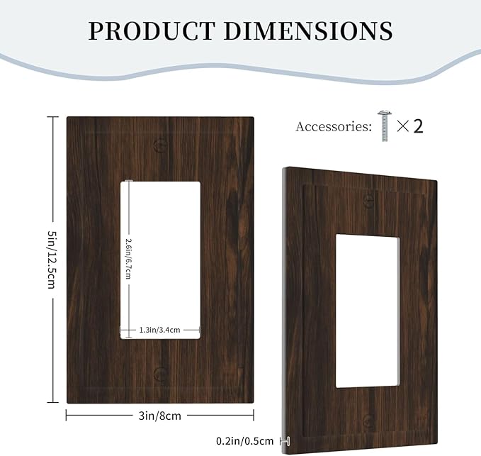 Outlet Covers Dark Brown Wood Grain Rustic Country Single Rocker Light Switch Covers Decorative 1 Gang Gfci Wall Plates Socket Cover Electrical Switch Plate Covers for Farmhouse Home Decor