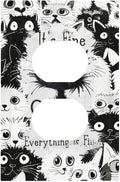 Funny Black Cat Inspirational Quotes Patterns Outlet Covers 1 Gang Duplex Light Switch Cover Decorative Switch Plates Electrical Receptacle Faceplate Wall Plate for Kids Room Nursery Decor